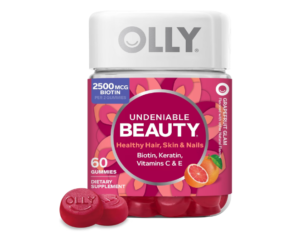 OLLY Undeniable Beauty Hair, Skin & Nails Gummies – Biotin, Keratin & Vitamins C & E, 60 Count